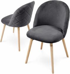 Miadomodo Set de 2x scaune de masă din catifea, gri închis (ESST05dg02ER)