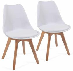 Miadomodo Set scaune de masă cu șezut din plastic, 2 buc, alb (ESST04ws02ER)