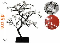 Nexos Copac decorativ cu LED-uri cu flori - 45 cm, alb rece (BI11528)