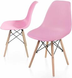 Miadomodo Set de 2x scaune de luat masă din plastic, roz (ESST03rs02ER)