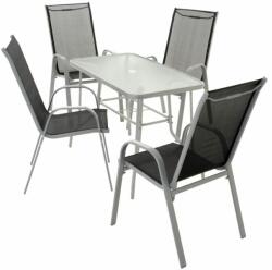 Garthen Set de grădină-4 scaune și masă de sticlă-negru (ZGC34477_SL_S2)