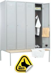 +Plus Mobilier Vestiar metalic Premium Asamblat 4 usi si bancuta 1200x750x2200 mm (LxlxH), PLUS gri 4 4 30 kg Da Vestiar metalic cu bancuta 1200x700x2200 (61004093)