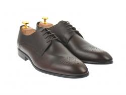 Lucas Shoes Pantofi barbati eleganti, cu siret, din piele naturala, maro inchis - LUC01M - ellegant