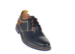 Lucianis style Pantofi barbati casual din piele naturala bleumarin si maro - 501MBLM - ellegant