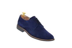 NIC-MAR Pantofi barbati casual, eleganti din piele naturala intoarsa bleumarin NIC184BLMVEL - ellegant