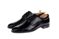 Rovi Design Pantofi barbati negri, eleganti, din piele naturala AMON2N - ellegant
