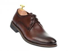 Ellion Pantofi barbati maro, eleganti din piele naturala perforata - 027M - ellegant