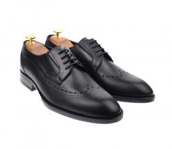 Lucas Shoes Pantofi barbati eleganti, cu siret, din piele naturala, negri, ANGELO BRAVO, 708NEGRU