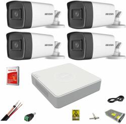  Kit supraveghere video profesional Hikvision 4 camere Full HD 1080P wide-angle 2.8mm (30662-)
