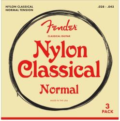 Fender 730100300 - Nylon Acoustic Strings Set 100 Clear/Silver Tie End Gauges . 028-. 043 3-Pack - FEN075