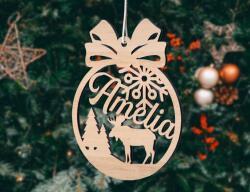 Handmade Glob de Crăciun din lemn, personalizat cu nume - Amelia