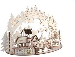 Handmade Decorațiune de Crăciun din lemn, model Satul lui Moș Crăciun