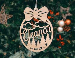 Handmade Glob de Crăciun din lemn, personalizat cu nume - Eleonor