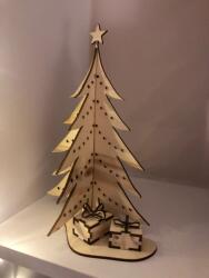 Handmade Decorațiune de Crăciun din lemn - Bradul de Crăciun cu cadouri