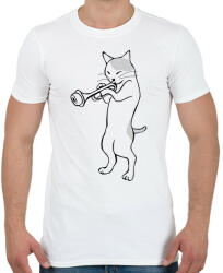 printfashion Macska trombitál - Férfi póló - Fehér (10282598)