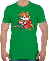printfashion Karácsonyi corgik - Férfi póló - Zöld (10143225)
