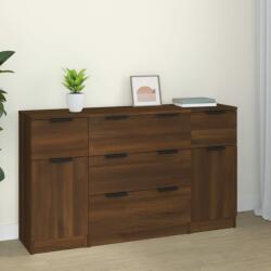 vidaXL Set servantă, 3 piese, stejar maro, lemn prelucrat (3115827) Comoda