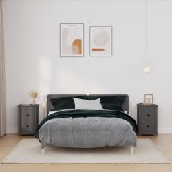 vidaXL Noptiere, 2 buc. , gri, 40x35x61, 5 cm, lemn masiv de pin (820951)