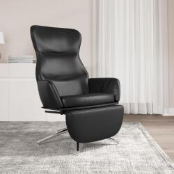vidaXL Scaun de relaxare cu taburet, negru lucios, piele artificială (3097442)