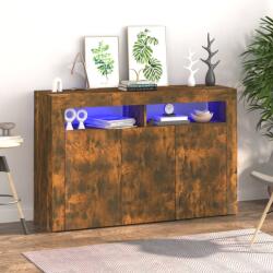 vidaXL Servantă cu lumini LED, stejar fumuriu, 115, 5x30x75 cm (815732) Comoda