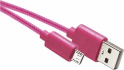EMOS SM7006P USB-A apa - Micro USB apa 2.0 Adat és töltőkábel - Rózsaszín (1m) (SM7006P)