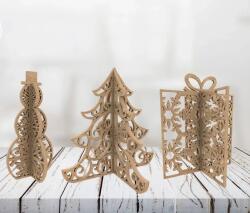 Handmade Set Decorațiuni 3D elegantă de Crăciun din lemn