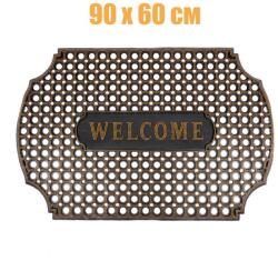  90 х 60 см черна гумена изтривалка със златни пъпки и надпис welcome