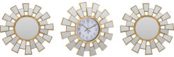 Home Styling Collection Oglinzi decorative in rame geometrice, 2 bucati + ceas de perete (HZ1011610)