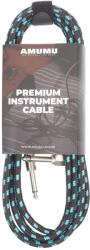 Amumu Woven Instrument Cable Blue Angled 3 m