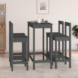 vidaXL Set mobilier de bar, 5 piese, gri, lemn masiv de pin (3124704)