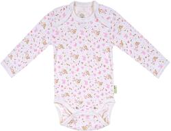 Bio Baby Боди с дълъг ръкав Bio Baby - органичен памук, 74 cm, 6-9 месеца, бяло-розово (97220133) - ozone