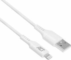 ACT AC3011 USB-A apa - Lightning apa 2.0 Adat és töltő kábel - Fehér (1m) (AC3011)