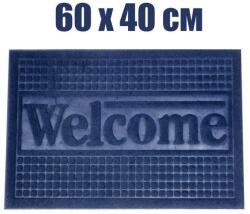  60 х 40 см синя текстилна изтривалка с гумена основа "welcome