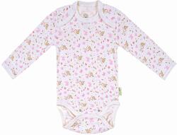 Bio Baby Боди с дълъг ръкав Bio Baby - Органичен памук, 80 cm, 12 месеца, бяло-розово (97220133) - ozone