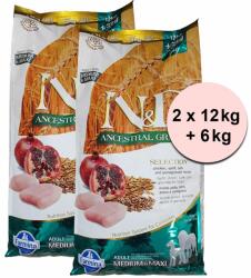 FARMINA Farmina N&D Selection Adult MEDIUM & MAXI Chicken & Pomegranate 2 x 12 kg + 6 kg GRATIS
