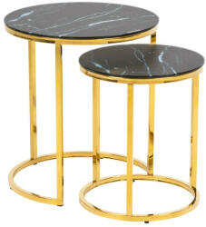  Oldalsó asztalok szett Oakland F114 (Aranysárga + Fekete márvány)