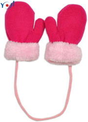 YO ! YO! Iarnă baby mănuși cu blană - cu sfoară Da - zmeura/roz blană palton