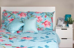  Krepp ágyneműhuzat, Kék virágos, 2 részes (005)