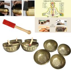Bol Muzical Tibetan din 7 Metale - Mandala - cu Bat - 23-24 x 9-12 cm -1 Buc