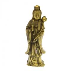  Zeita Compasiunii Kwan Yin cu Floarea de Lotus - Figurina din Bronz 9, 5 x 2, 5 x 2, 5 cm