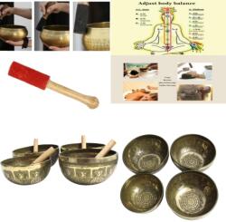  Bol Muzical Tibetan din 7 Metale - Yantra - cu Bat - 19-24 x 19-24 x 9-11 cm -1 Buc Castron