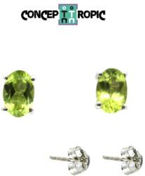  Cercei Olivina naturala rotunda fatetata 6x6x15 mm - argint 925 cadou cu semnificatie 1 pereche