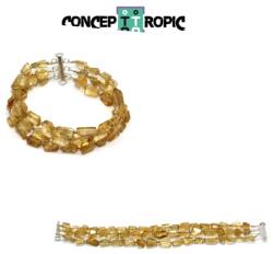  Bratara Citrin Rotund Fatetat 2x2 mm - Diametru 56 mm - Accesorii de Argint 925 - GF - 1 Buc