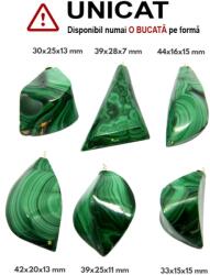  Pandantiv Malachit Natural Neregulat - cu Argint - 33-44 x 15-28 x 7-15 mm - 1 Buc