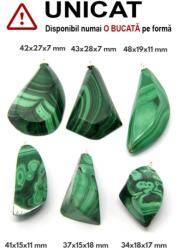  Pandantiv Malachit Natural Neregulat - cu Agatator din Argint - 34-48 x 15-28 x 7-18 mm - 1 Buc