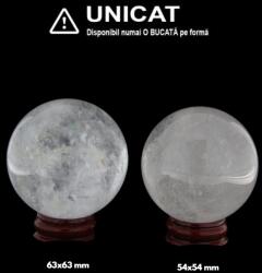  Sfera Cuart Alb Minerala Naturala - 55-56 x 55-56 mm - 1 Buc