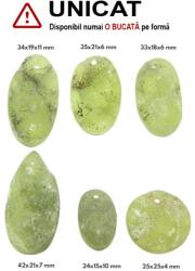  Pandantiv Prehnit Druzy Natural cu Gaura - Oval - Picatura - Disc - 24-42 x 15-25 x 4-11 mm - 1 Buc