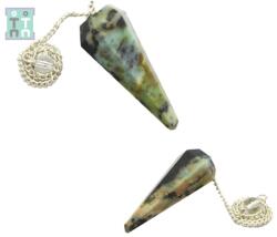 Pendul Opal Verde Natural - Bila Cuart Alb - 42-48 x 15-17 mm - 1 Buc