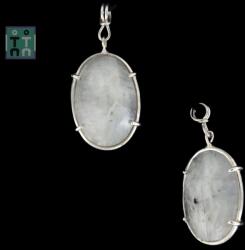  Pandantiv Piatra Lunii Rainbow Natural Oval Fatetat cu Argint 925 - 34x16x9 mm