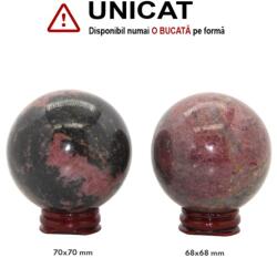 Sfera din Rodonit Minerala Naturala - 68-70 x 68-70 mm - 1 Buc